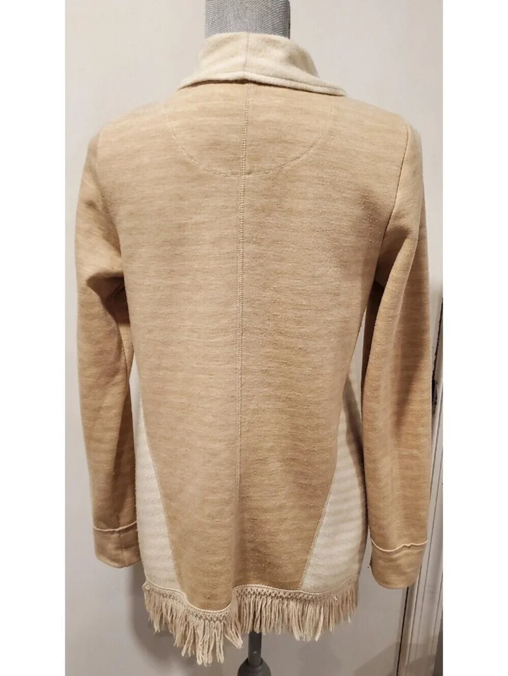 Anthropologie Saturday Sunday Medium Elise Fringe Open Front Cardigan Fleece